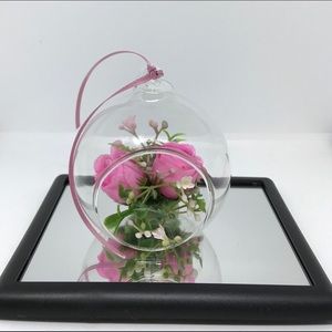Glass Terrarium with silk flower.